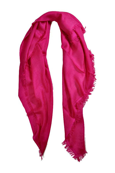 100% Cashmere Solid Fuchsia Pink Colour Gossamer Lightweight Large Wrap loop