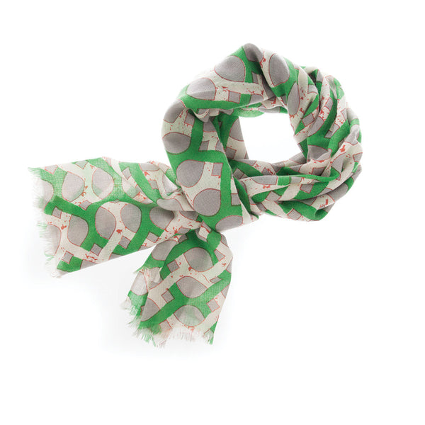 Jaali 100% Cashmere Long Scarf (Green)