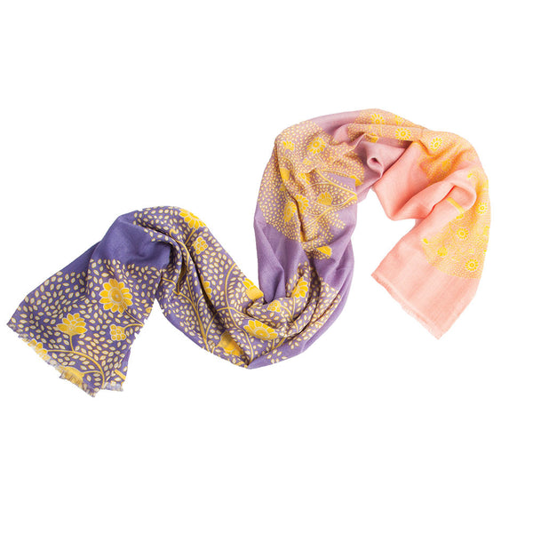 Palampore 100% Cashmere Long Scarf (Pink & Purple)