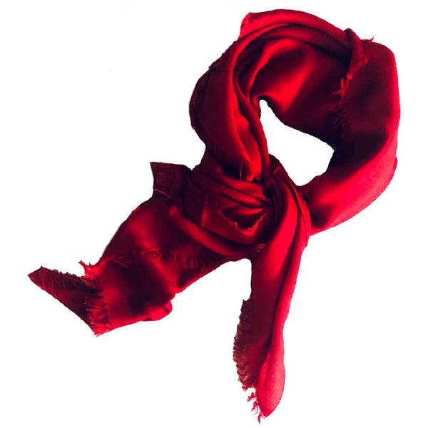 100% Cashmere Solid Red Gossamer Lightweight Large Wrap