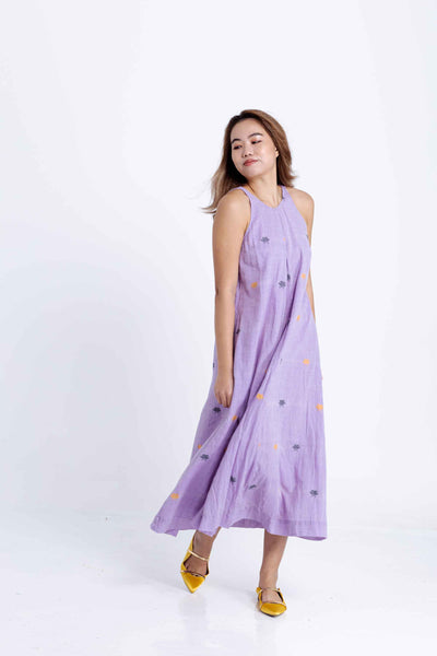 Pandora "Work and Days" Dress -Mauve Jamdani