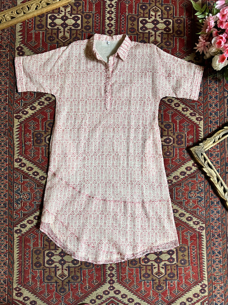 Amrita Freedom Shirt Dress -Floral Blockprinted