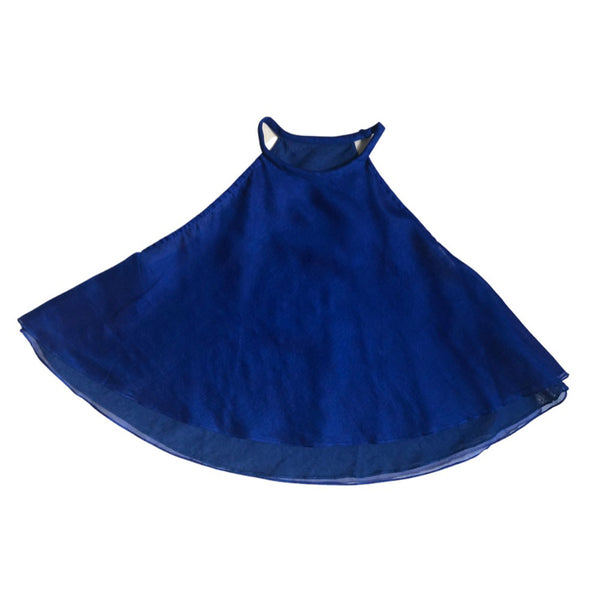 Flared Halter Top and Pant Set - Royal Blue Chanderi Cotton Silk