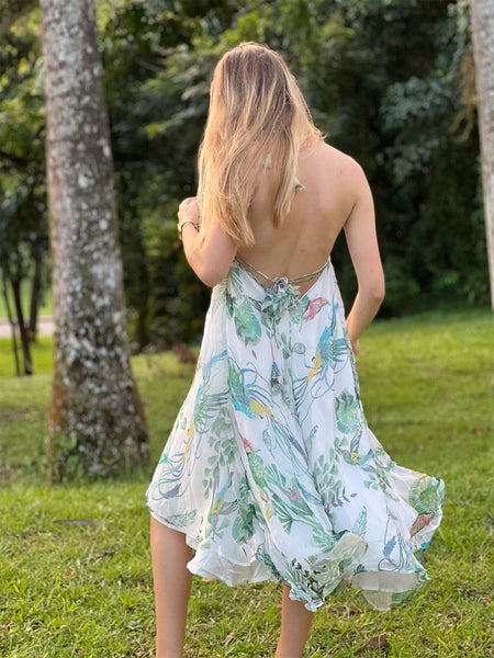 "Phoenix in the Botanics" Backless Strappy Dress with Bralette [Pre-Order]