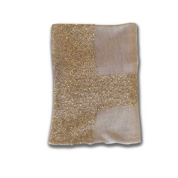 Grey with gold sequins cashmere scarf