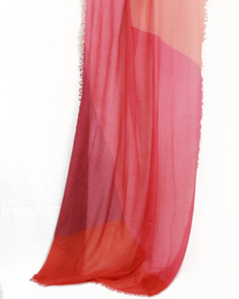 Darwin Sunset 100% Cashmere Flaming Orange and Pink Colour Block Scarf