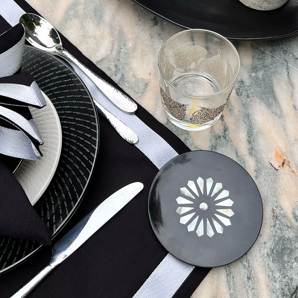 Black Soapstone Coaster with Inlay [Set of 4] – AYESHA
