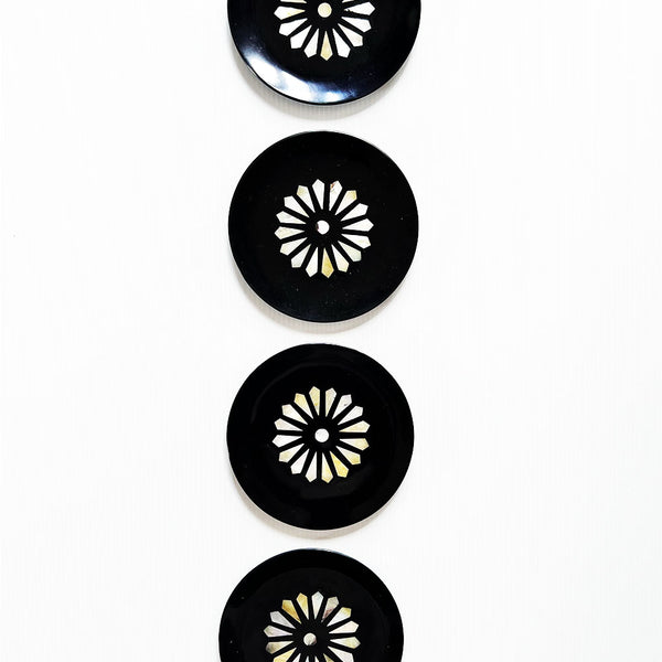 Black Soapstone Coaster with Inlay [Set of 4]