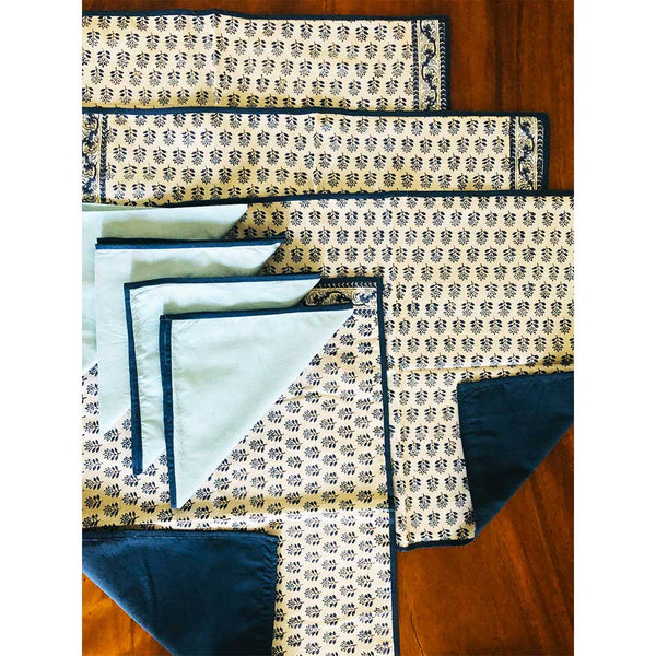 Mix and Match Collection-Shades of Blue Placemats with Napkins (Set of 4)