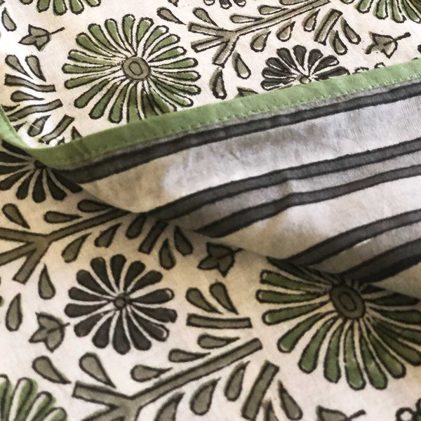 Mix and Match Collection-Green, Black and Grey,  Flower and Stripe Placemats with Napkins (Set of 4)