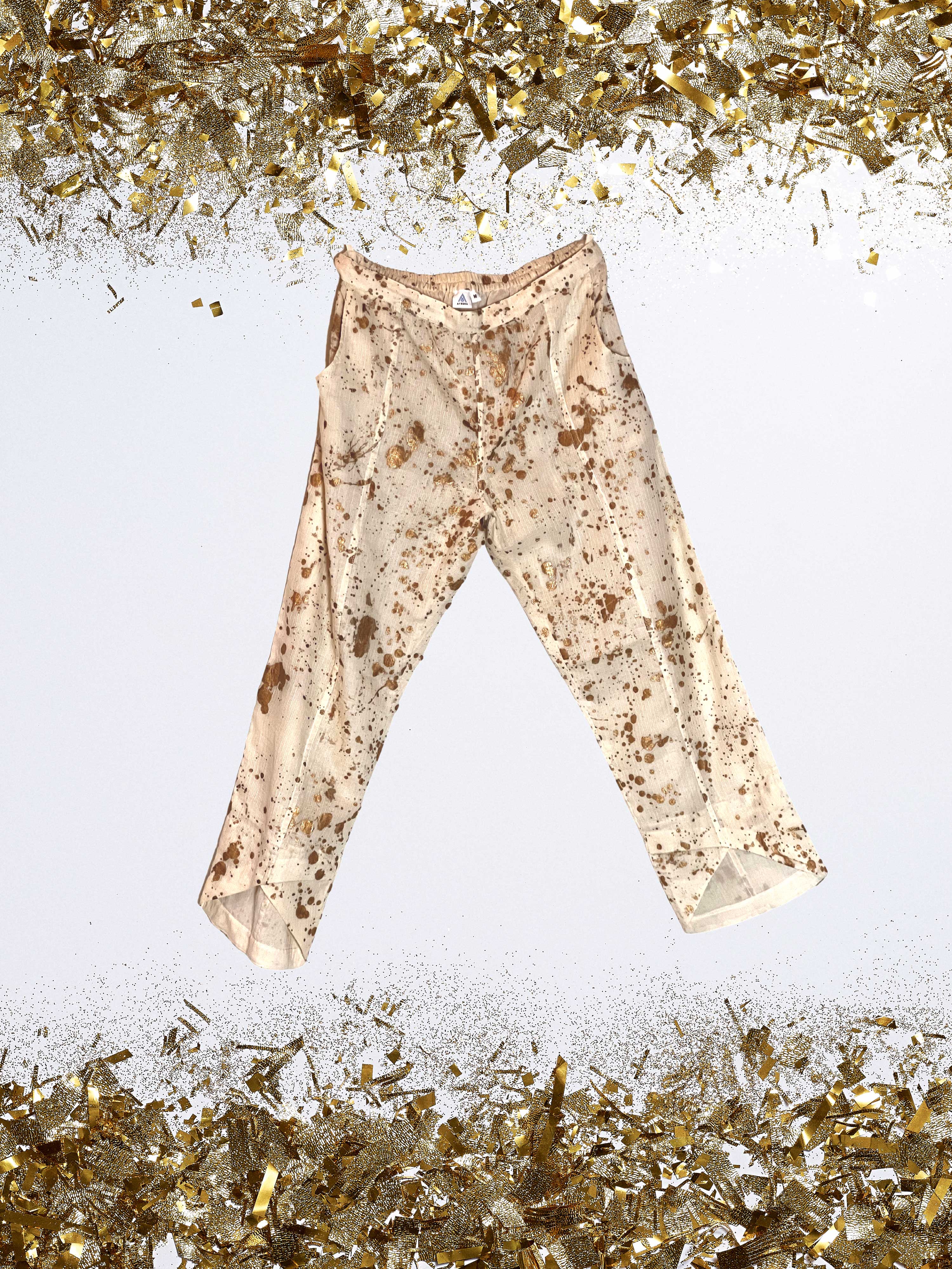 White and Gold Scatter Print - Colette Vagabond Pants – AYESHA
