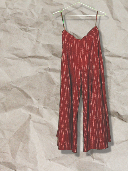 Flared Pants -Burgundy Ikat